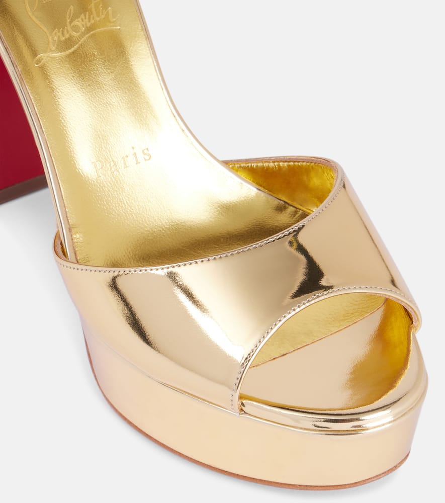 Christian Louboutin Sandaloo 130mm Metallic-leather Platform Sandals In Gold