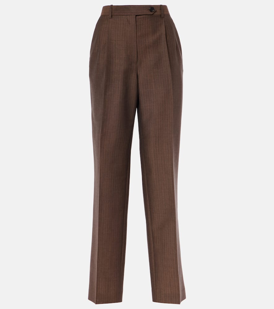 The Row Norbert Mohair And Wool Straight Pants In Brown