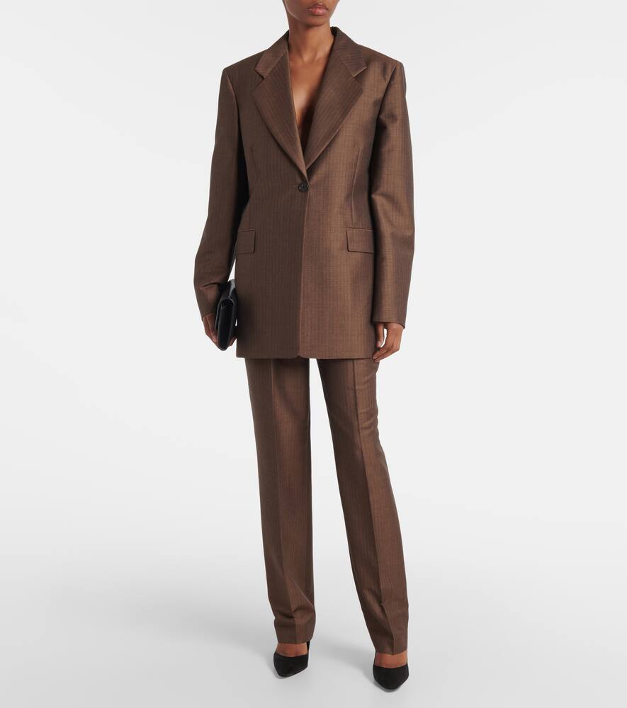 The Row Norbert Mohair And Wool Straight Pants In Brown