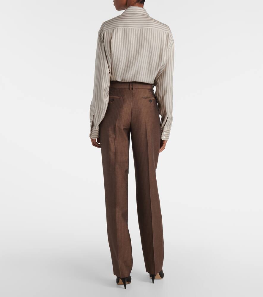 The Row Norbert Mohair And Wool Straight Pants In Brown