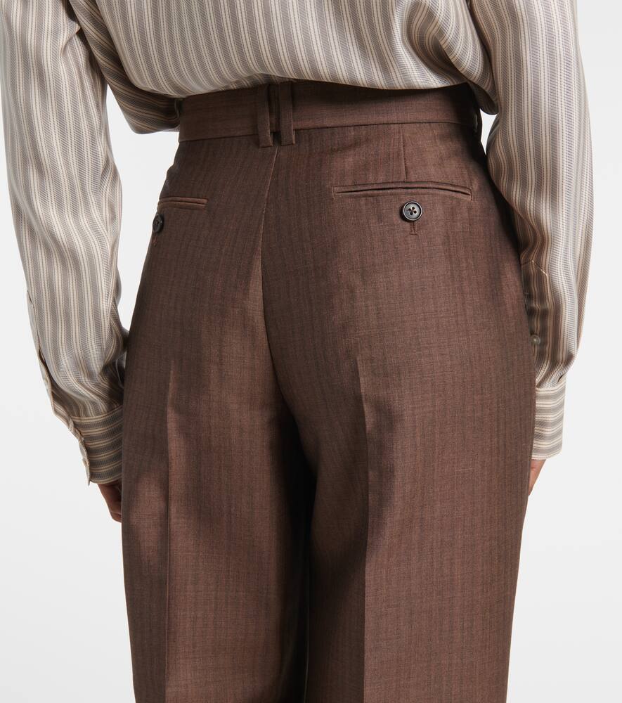 The Row Norbert Mohair And Wool Straight Pants In Brown