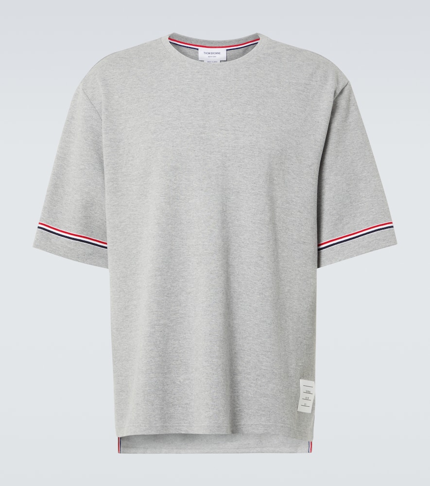 Thom Browne Gray Cotton Rugby Short Sleeve T-shirt In Grey