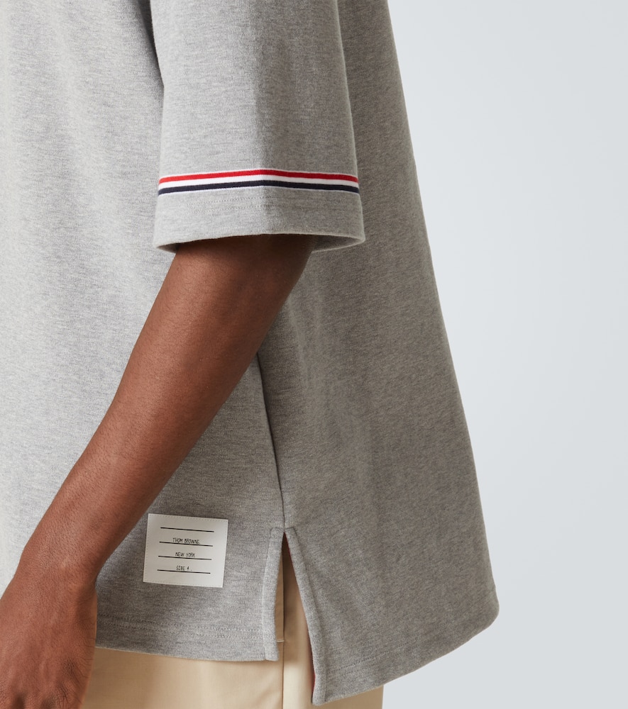 Thom Browne Gray Cotton Rugby Short Sleeve T-shirt In Grey
