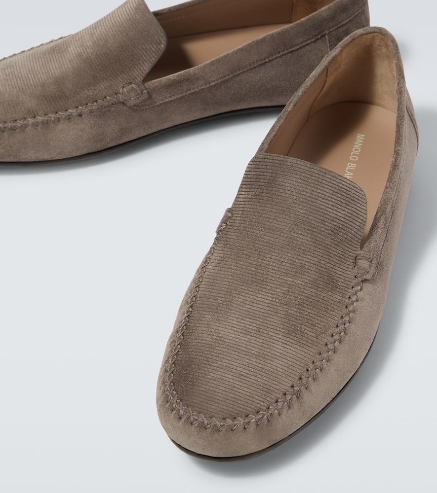 Manolo Blahnik Alder Suede Loafers In Grey