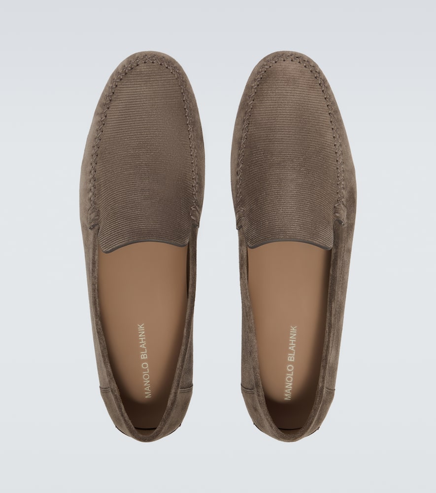 Manolo Blahnik Alder Suede Loafers In Grey