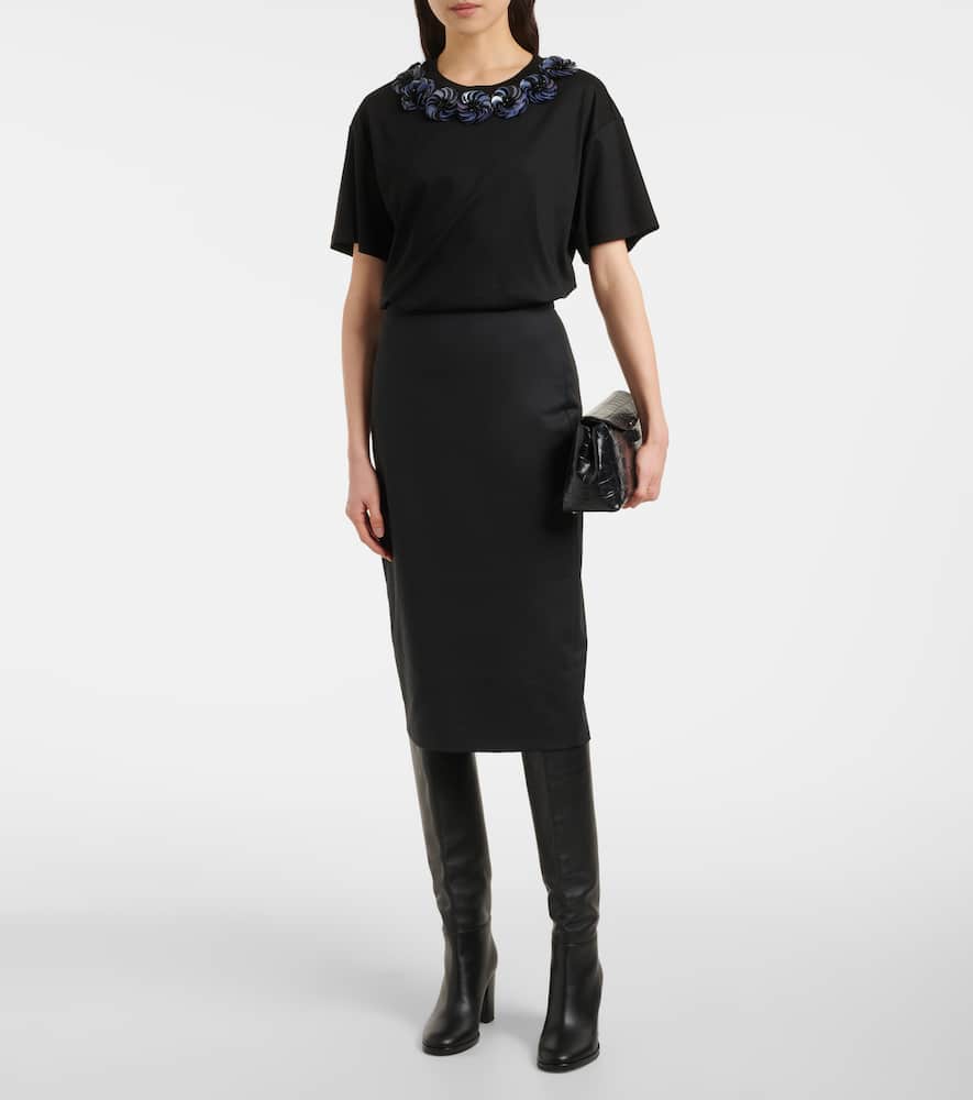 Max Mara Gennaio Embellished Jersey Top In Black