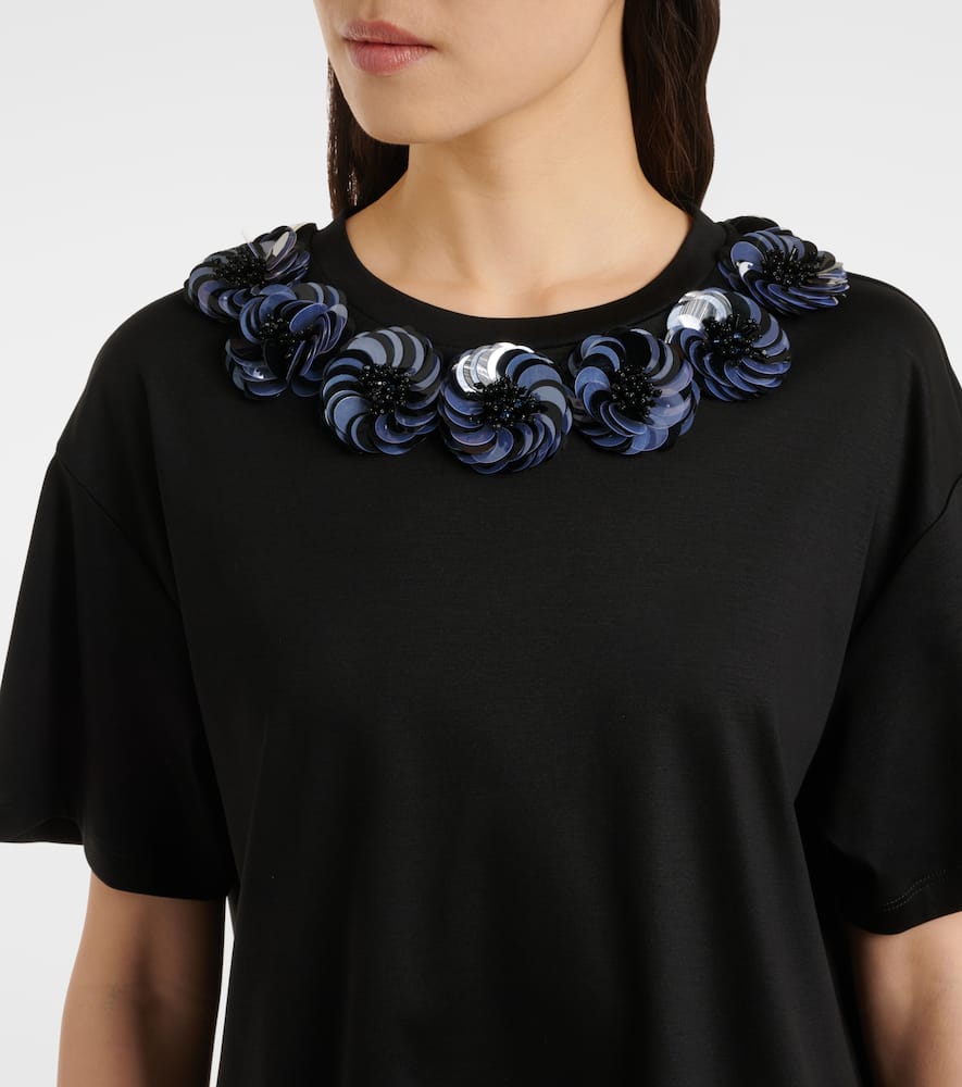 Max Mara Gennaio Embellished Jersey Top In Black