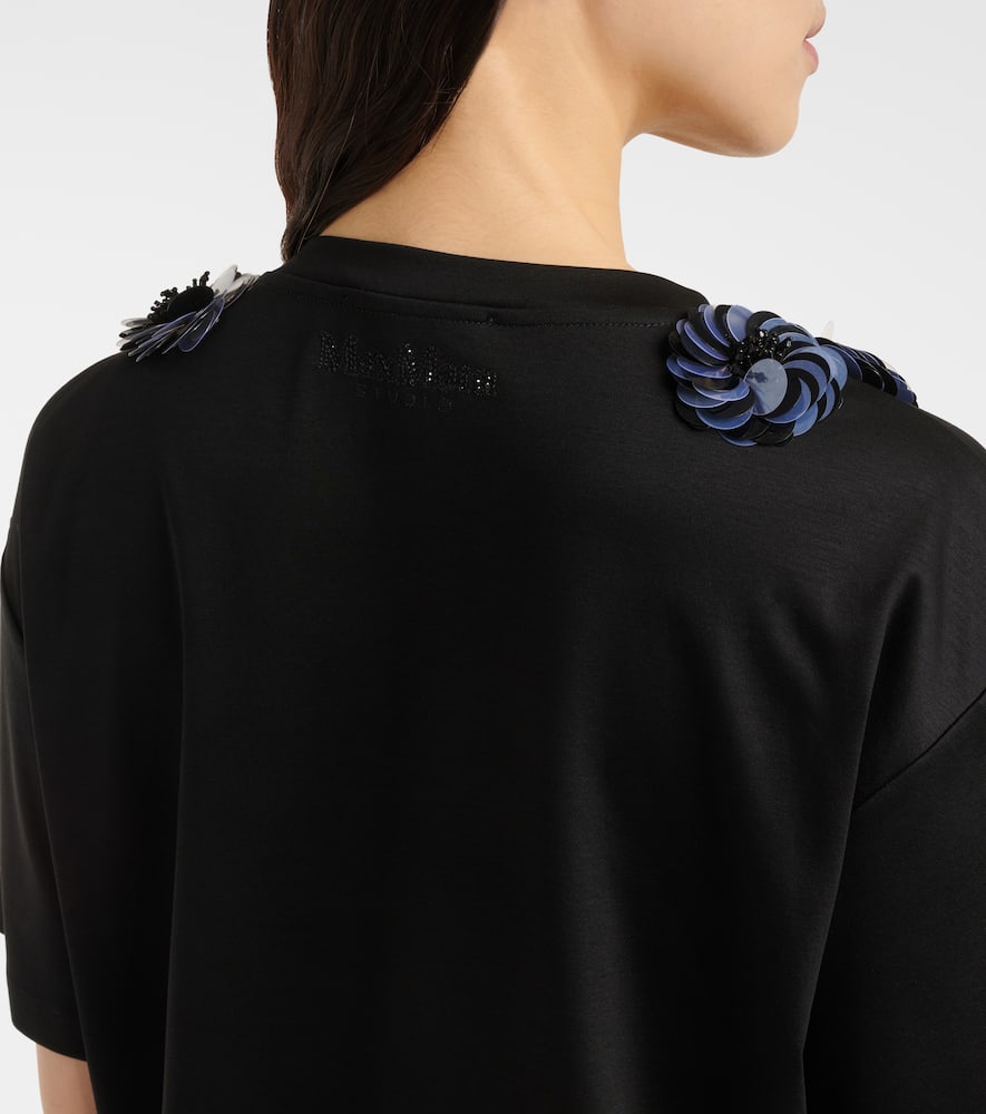 Max Mara Gennaio Embellished Jersey Top In Black