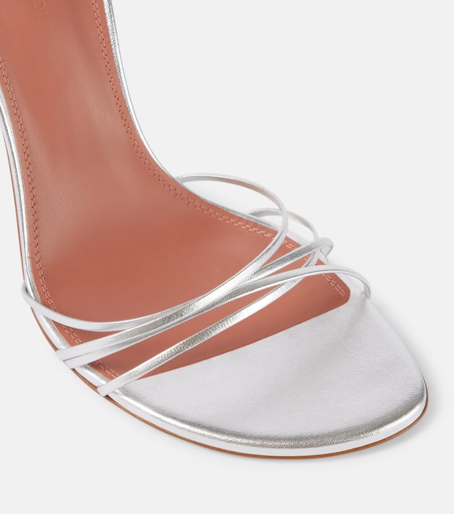 Amina Muaddi Lori 95 Metallic Leather Sandals In Silver