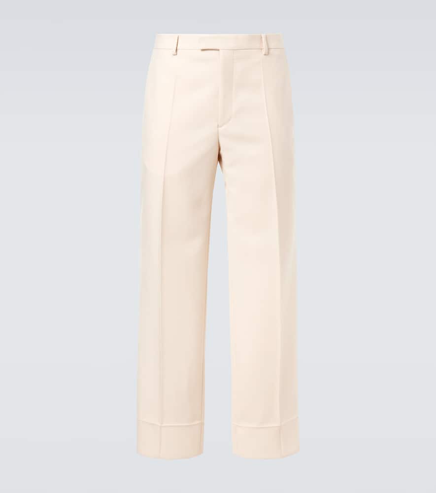 Wool gabardine wide-leg pants