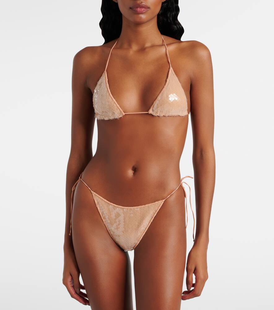 Oseree Sequined Bikini In Beige