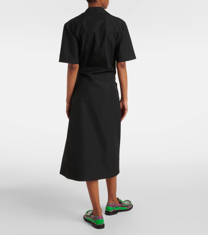 Shop Loewe Gathered Cotton Poplin Wrap Dress In Black