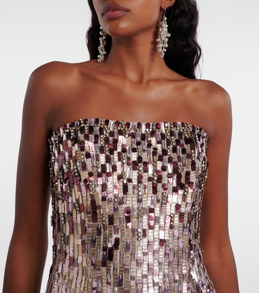 Jenny Packham Lucille Sequined Strapless Gown In Gold