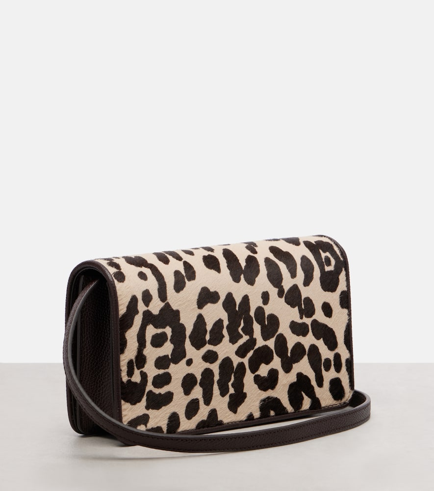 Valentino Vlogo Leopard-print Calf Hair Shoulder Bag In Brown