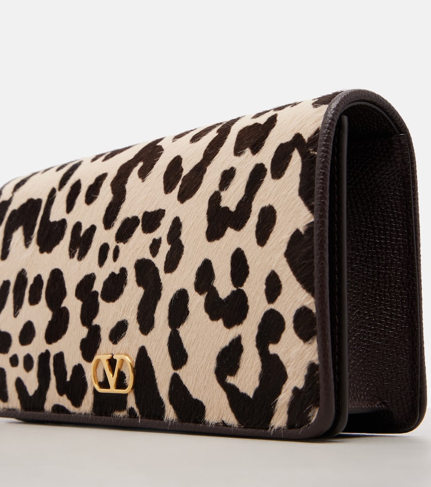 Valentino Vlogo Leopard-print Calf Hair Shoulder Bag In Brown