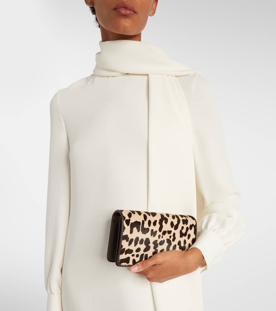 Valentino Vlogo Leopard-print Calf Hair Shoulder Bag In Brown