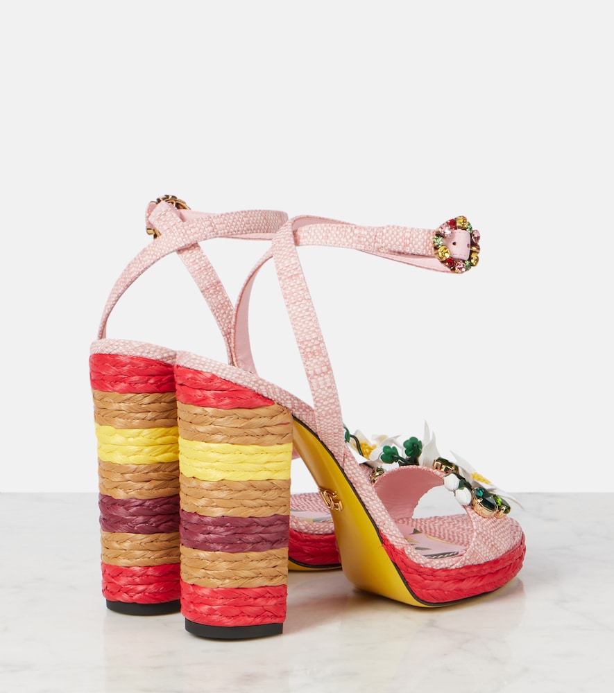 Dolce&Gabbana Taormina 135 Embellished Raffia Sandals