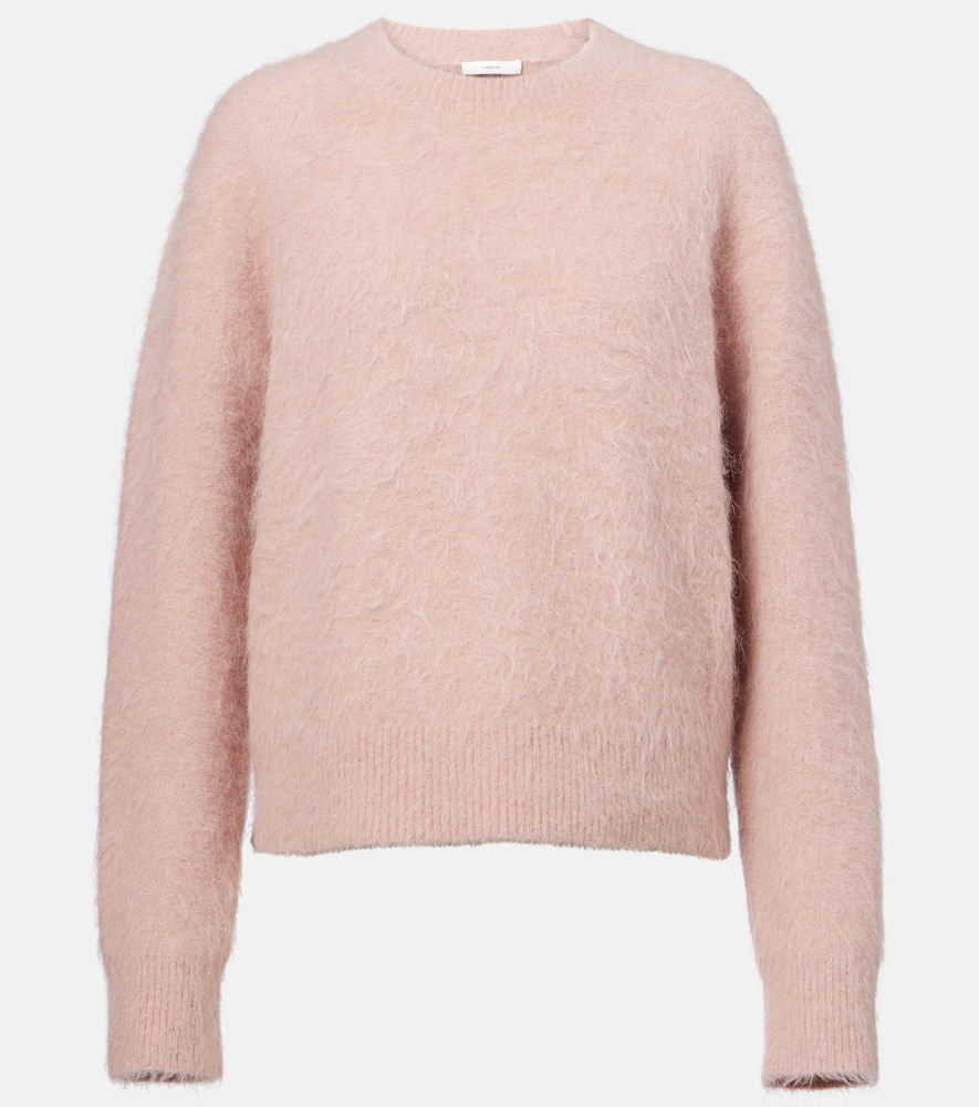 Vince Alpaca Crew Brushed Sweater Beet Root In Pink