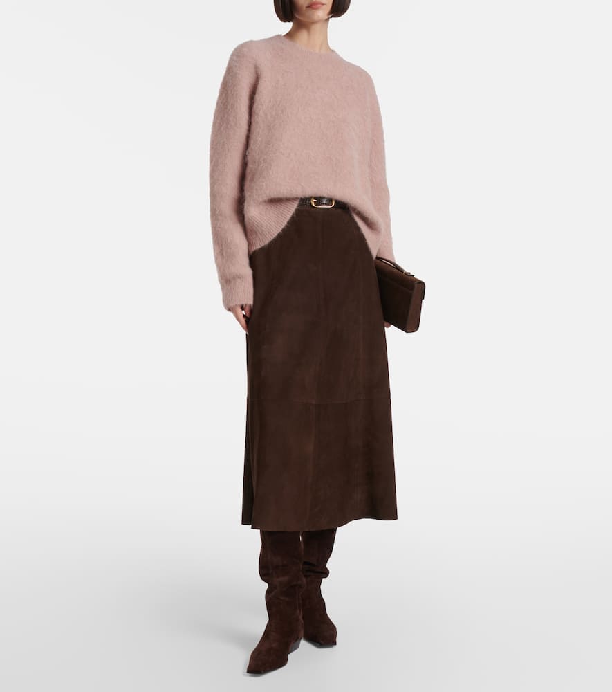 Vince Alpaca Crew Brushed Sweater Beet Root In Pink