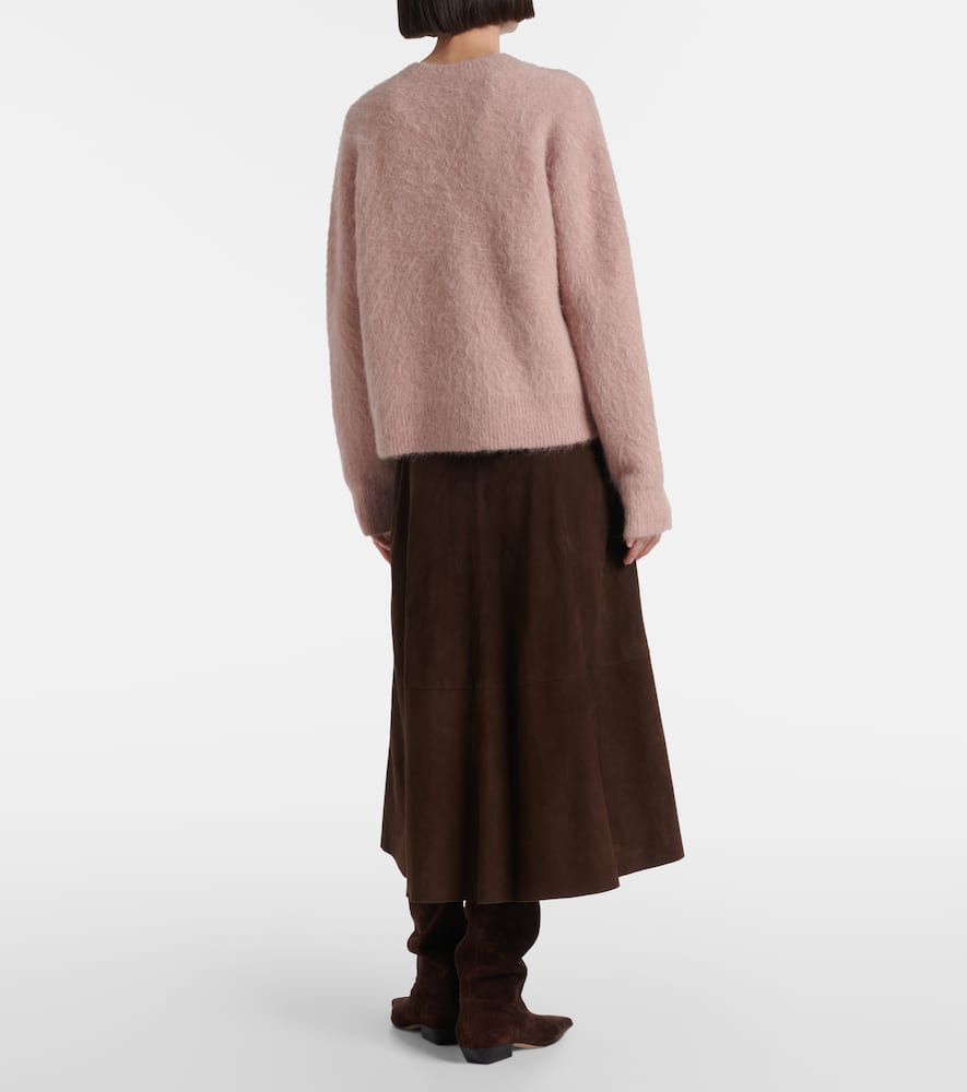 Vince Alpaca Crew Brushed Sweater Beet Root In Pink
