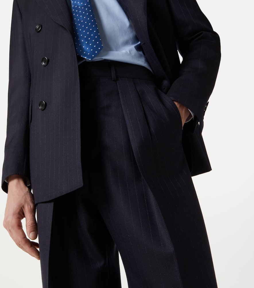 Tom Ford Pinstripe Wool Straight Pants In Black