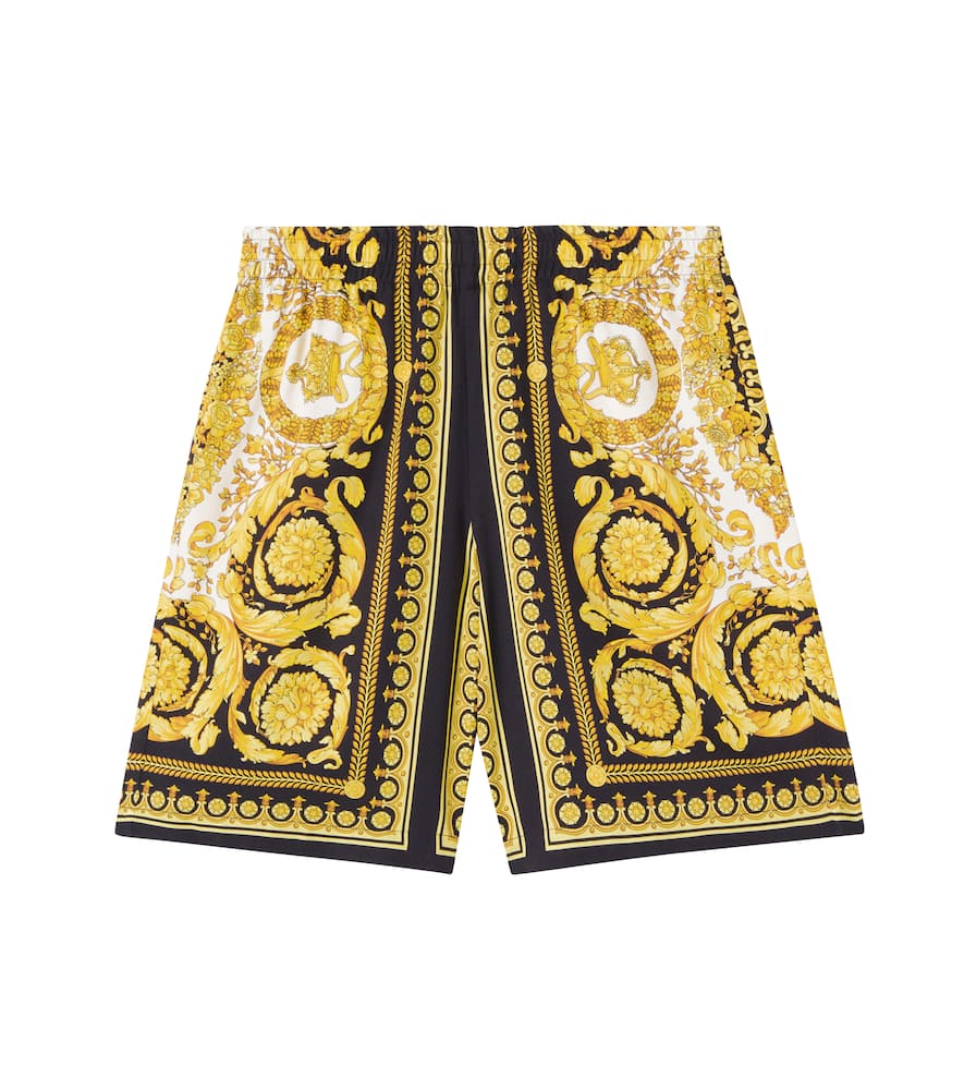 Versace Barocco Shorts In Yellow