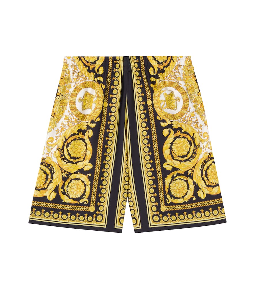 Versace Barocco Shorts In Yellow