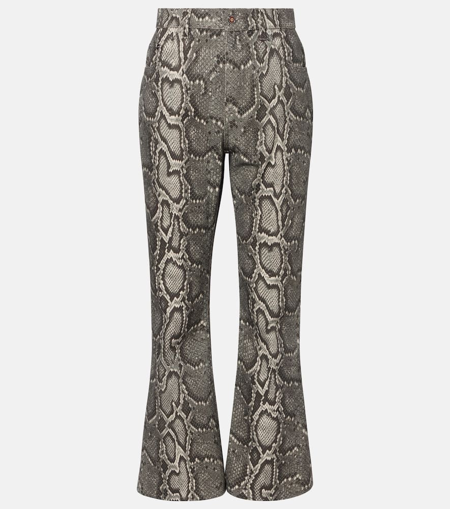 Gabriela Hearst Womens Greyscale Ezra Snake-pattern Bootcut Denim Jeans In Silver