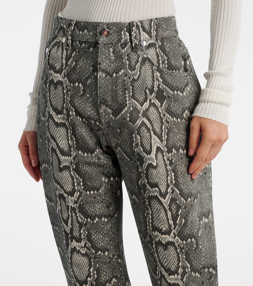 Gabriela Hearst Womens Greyscale Ezra Snake-pattern Bootcut Denim Jeans In Silver