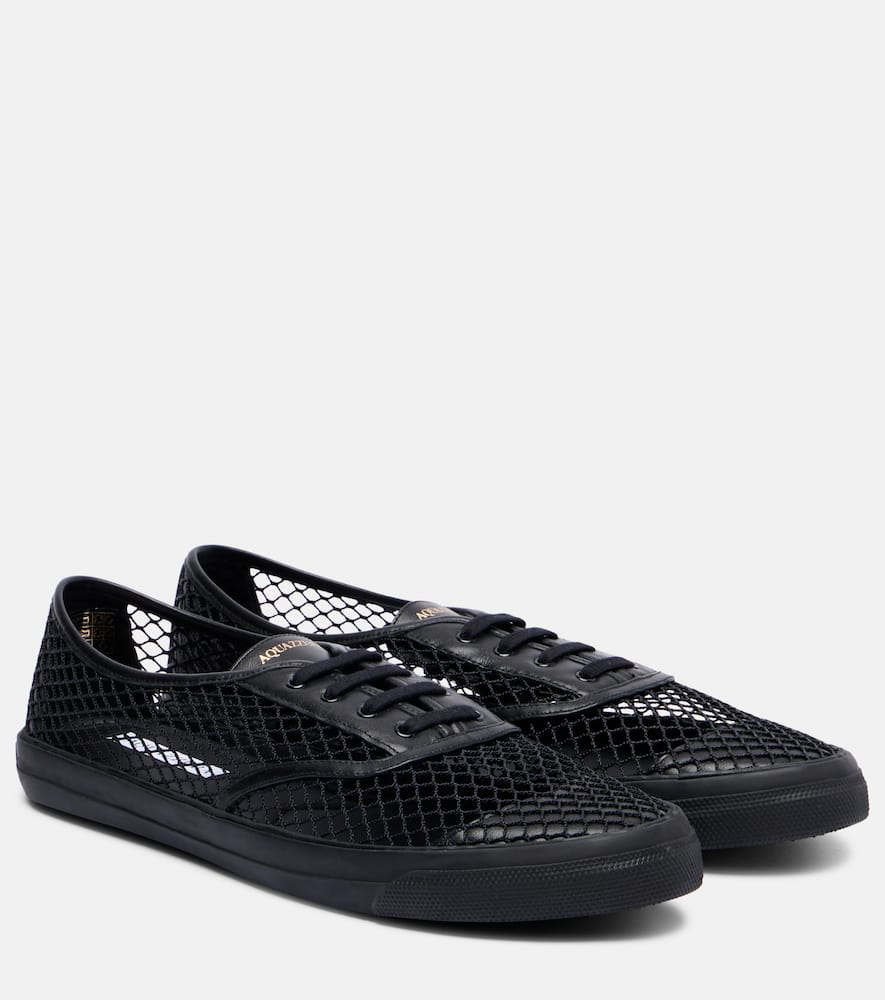 Minimalist Mesh leather-trimmed sneakers