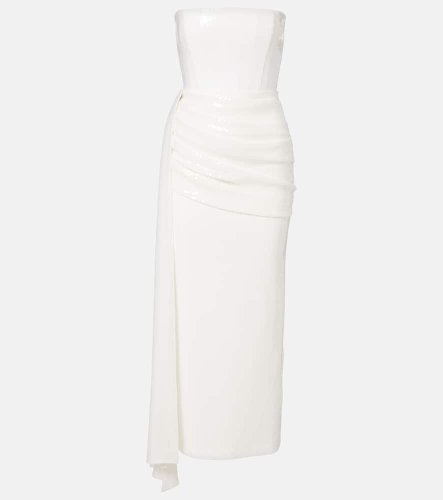 Alex Perry Bridal Sequined Strapless Bustier Gown In White
