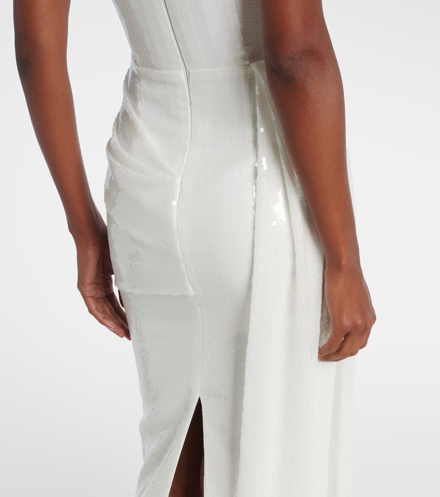 Alex Perry Bridal Sequined Strapless Bustier Gown In White
