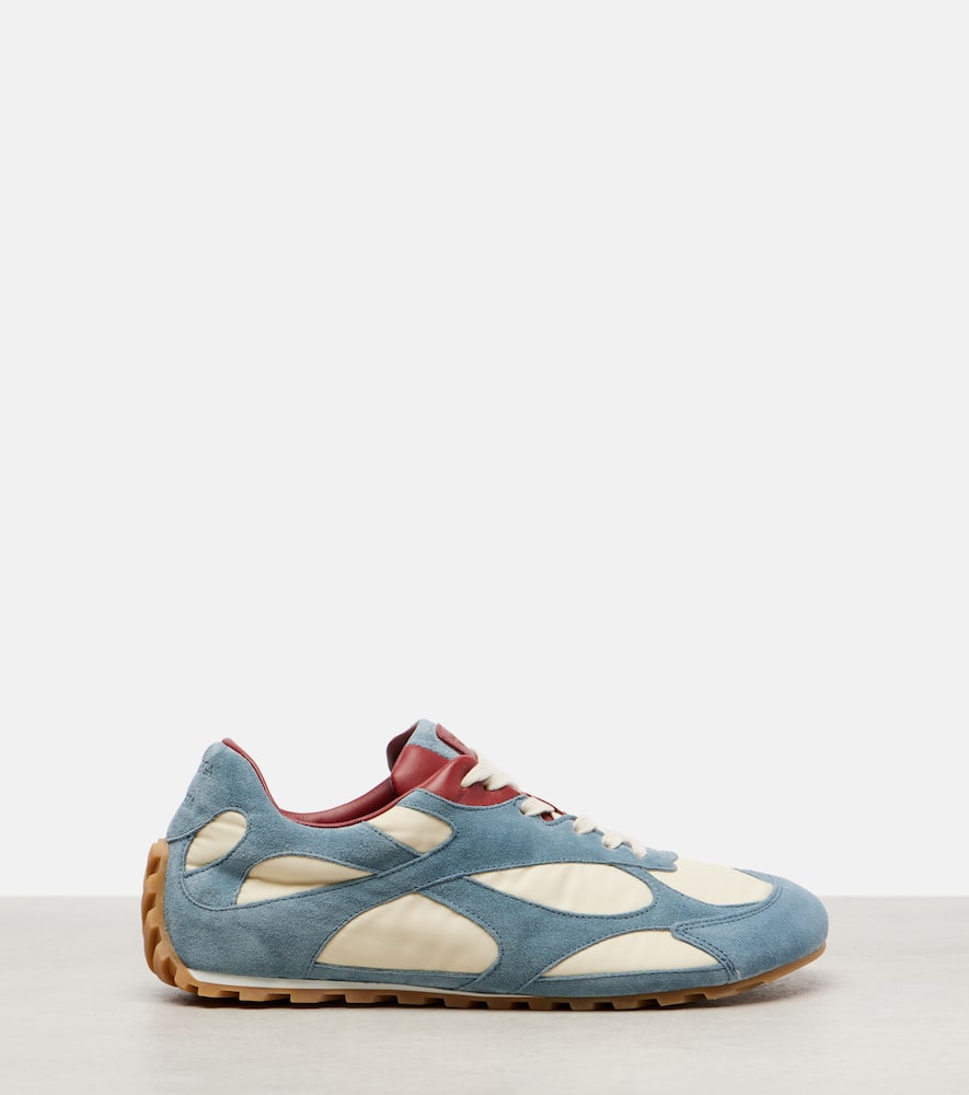 Bottega Veneta Orbit Flash Leather-trimmed Suede And Shell Sneakers In Blue