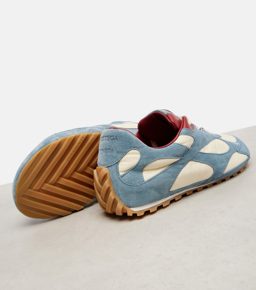 Bottega Veneta Orbit Flash Leather-trimmed Suede And Shell Sneakers In Blue