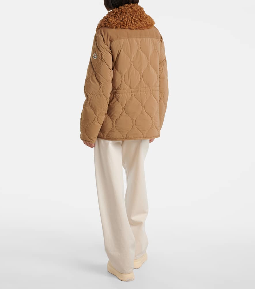 Moncler Quintin 3-in-1 Shearling-trimmed Short Down Jacket In Brown