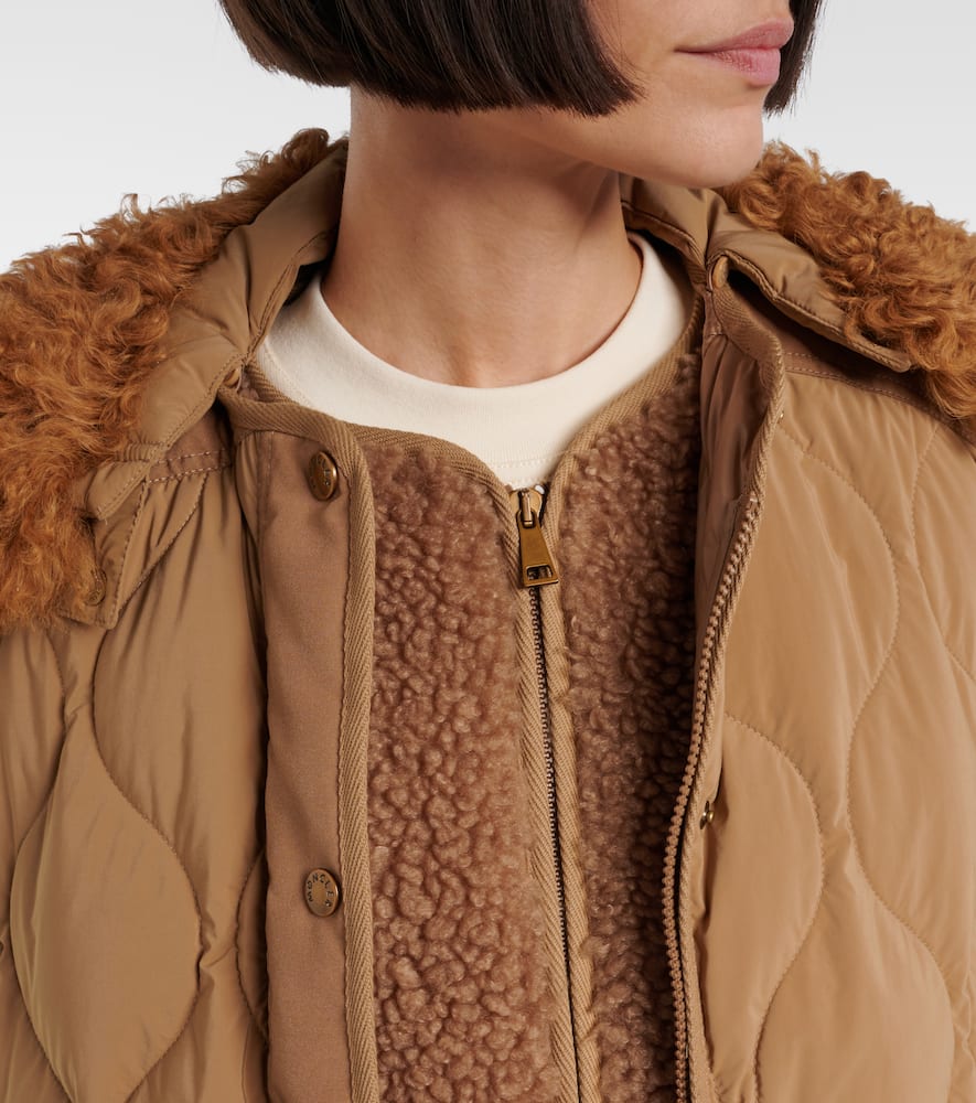 Moncler Quintin 3-in-1 Shearling-trimmed Short Down Jacket In Brown