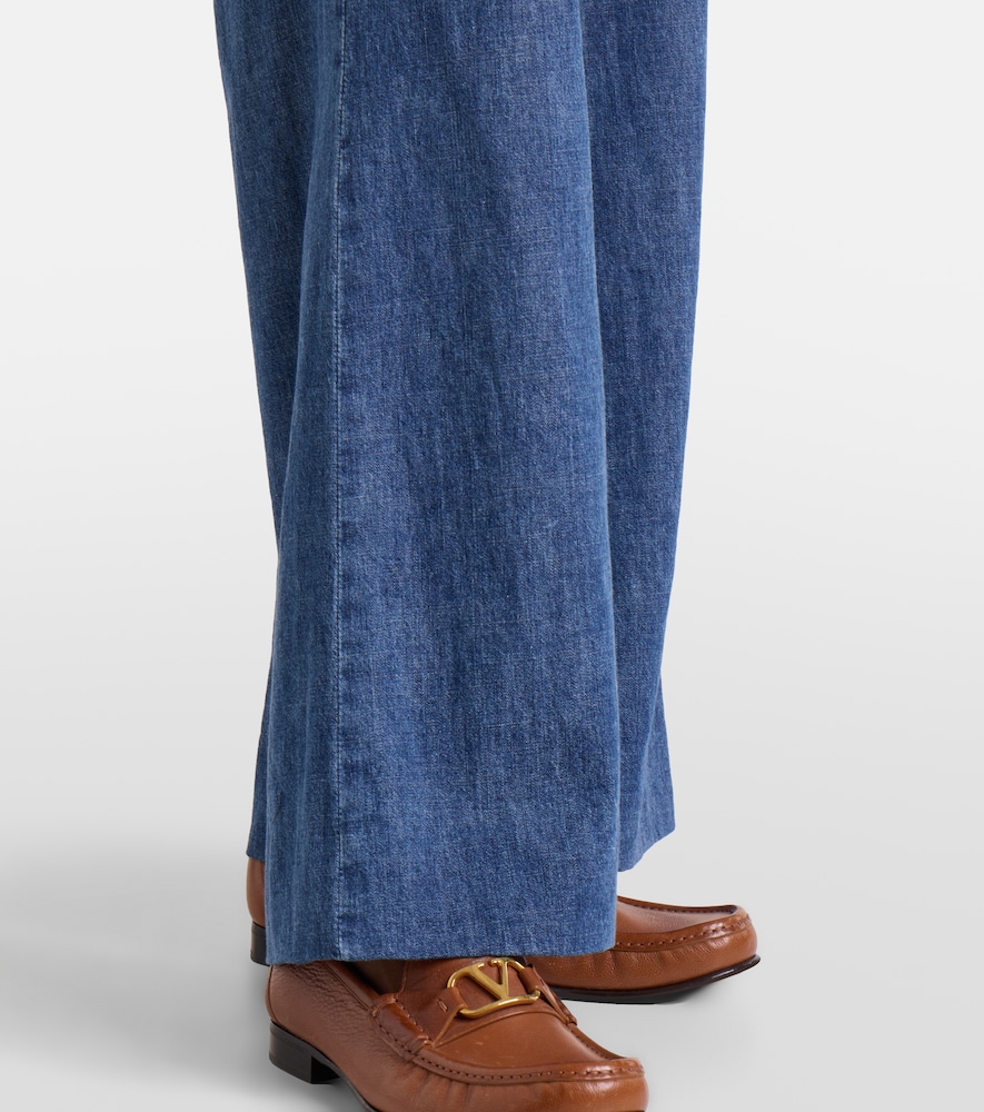  Valentino Valentino Pantalones Anchos De Chambray De Algodón 