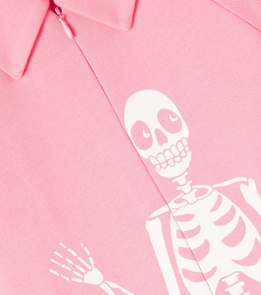 Mini Rodini Skeleton Printed Cotton Jumpsuit In Pink