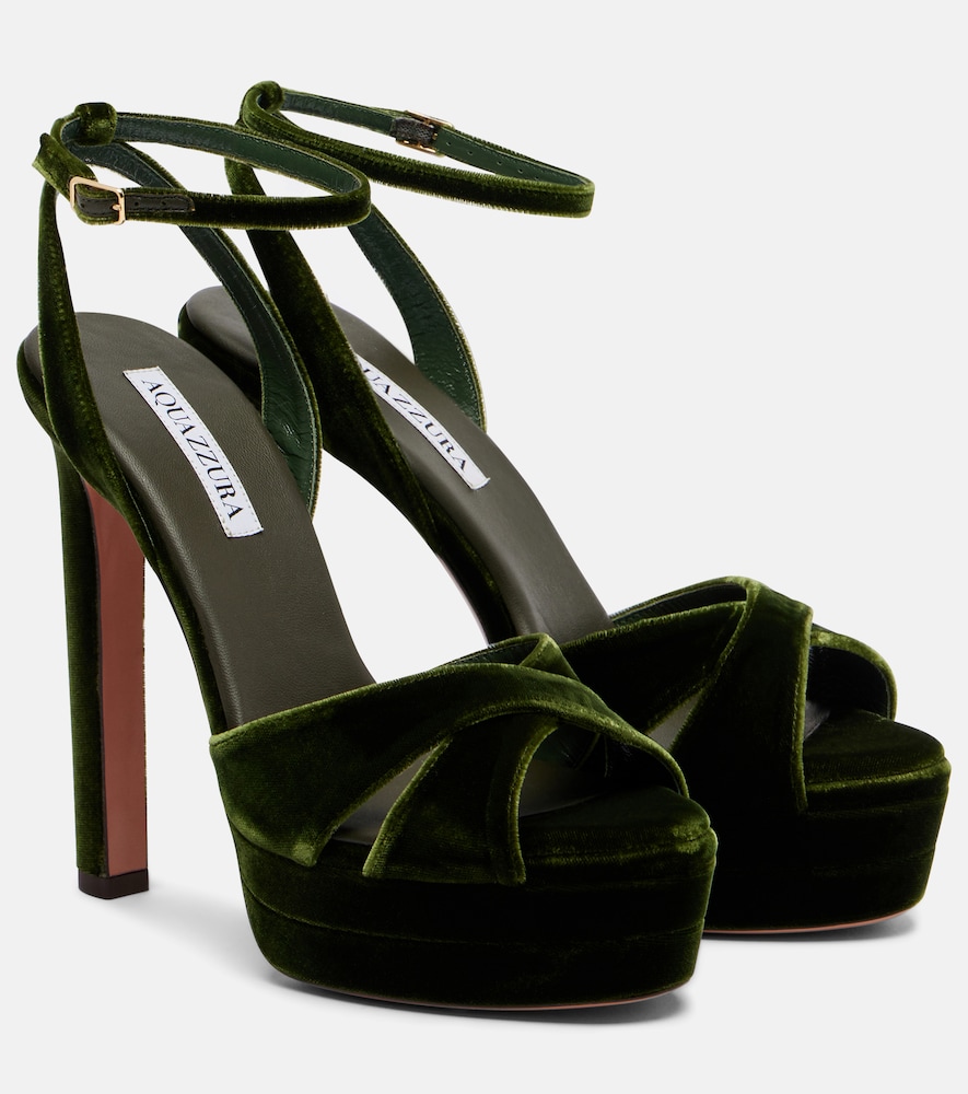 Aquazzura Divine 130 velvet platform sandals