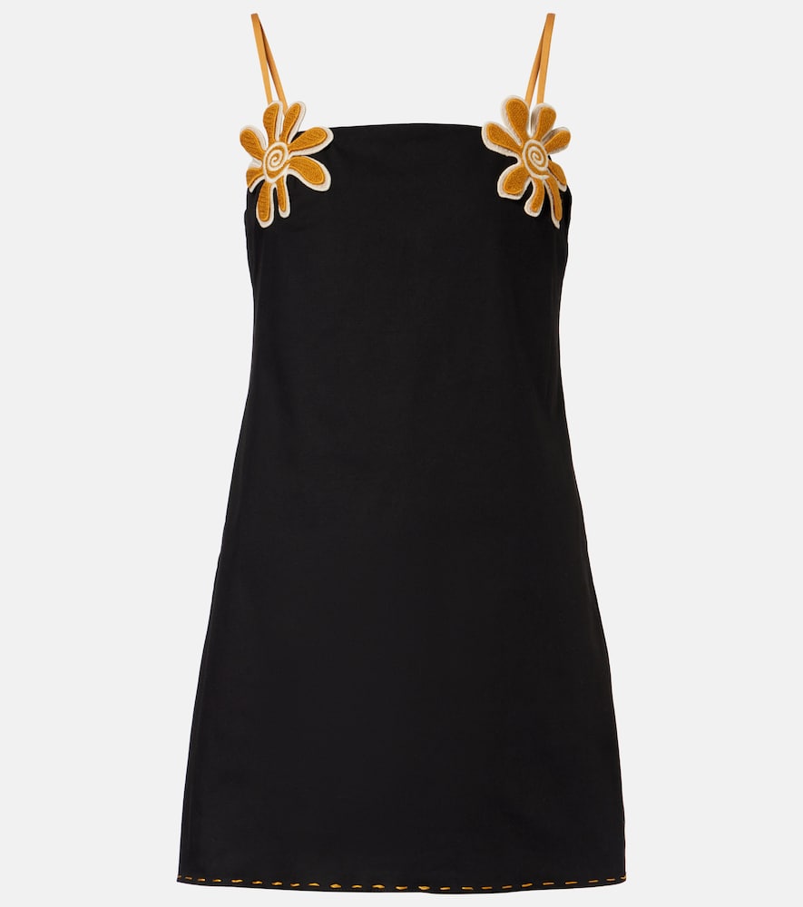 Cala de la Cruz Catania appliqué cotton-blend minidress