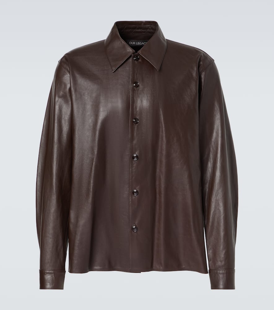 Our Legacy Welding Leather Overshirt In Brown