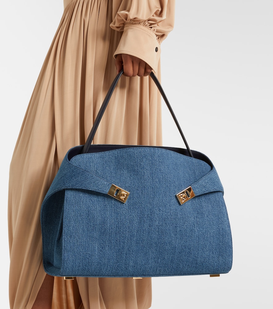 Ferragamo Hug Large denim tote bag