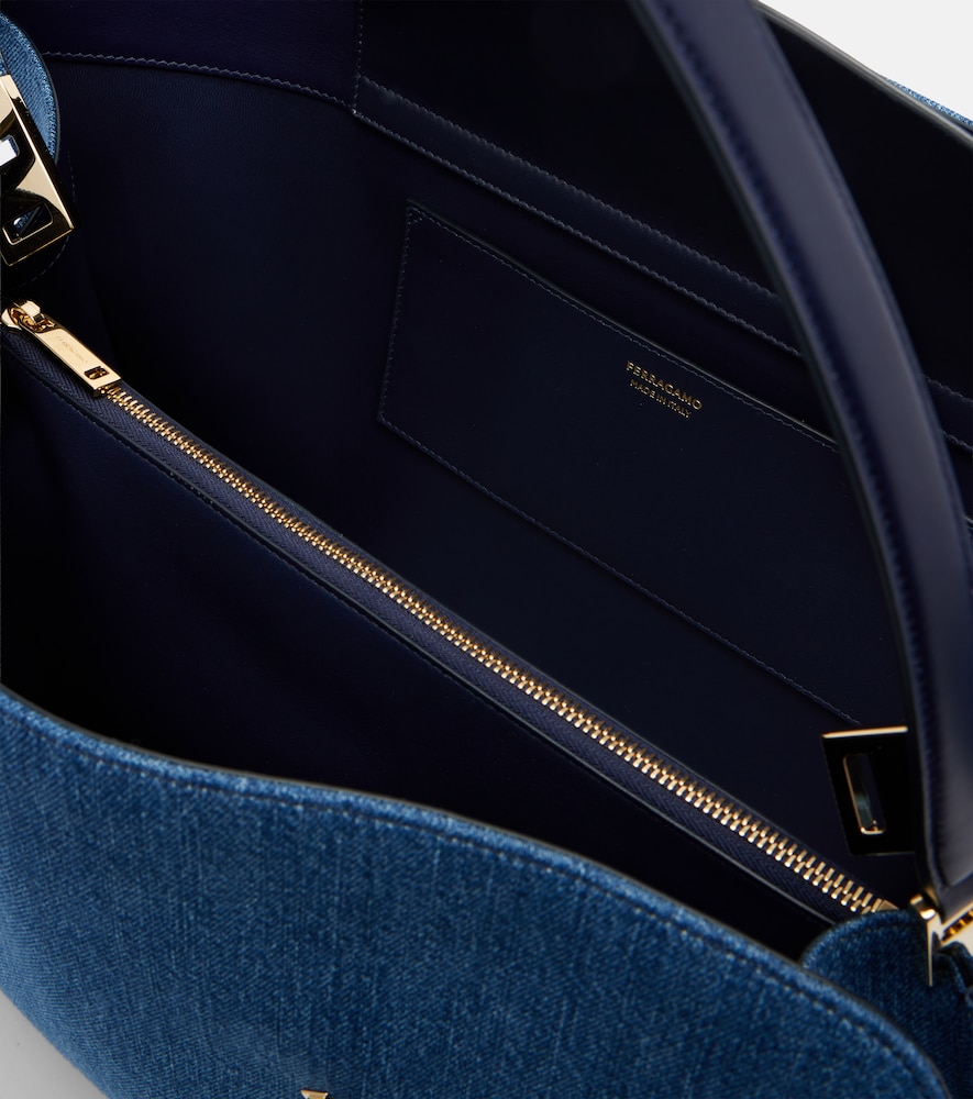  Ferragamo Ferragamo Hug Large Denim Tote Bag 