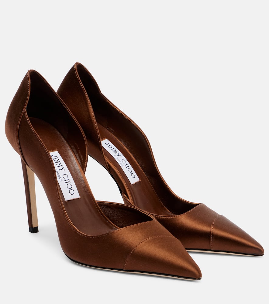Jimmy Choo Brigitte 100 Satin Pumps In Brown