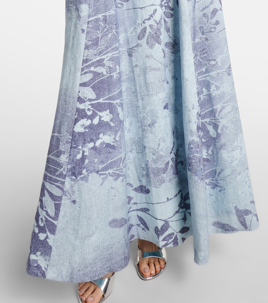 Simkhai Floral Linen And Cotton Bustier Dress In Blue