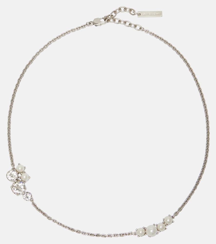 Givenchy Crystal Pearl Necklace In Silver