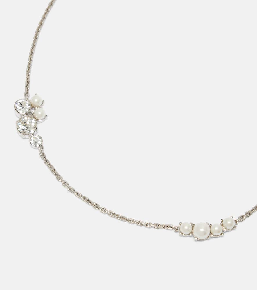 Givenchy Crystal Pearl Necklace In Silver