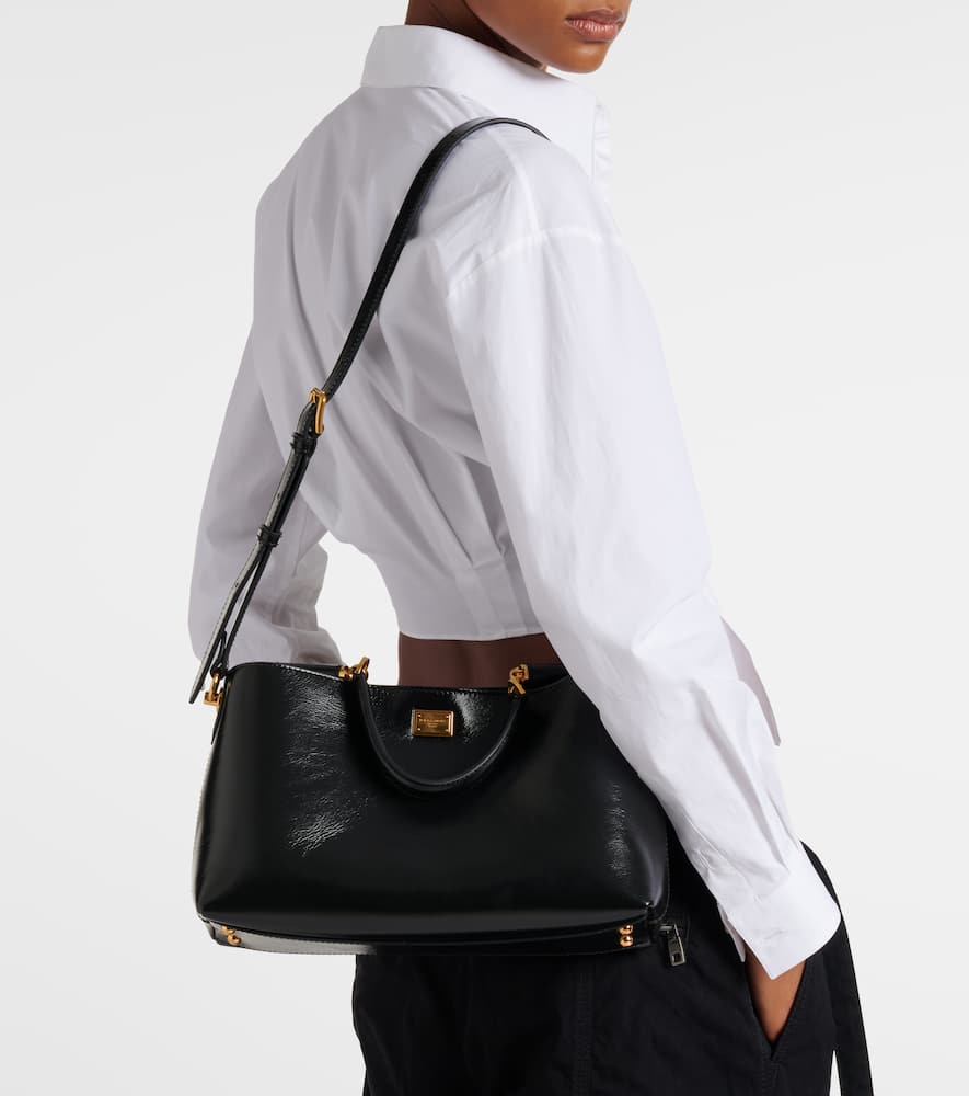 Dolce & Gabbana Vittoria Leather Tote Bag In Black