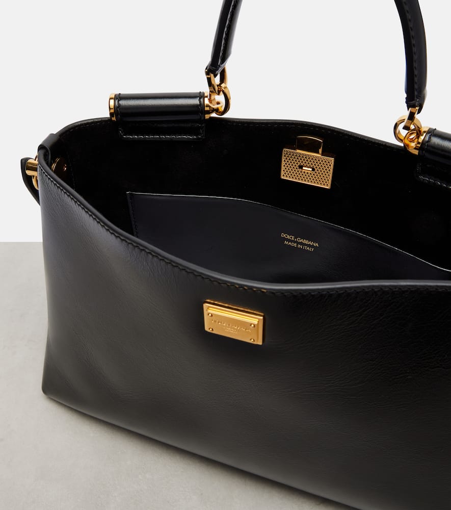 Dolce & Gabbana Vittoria Leather Tote Bag In Black