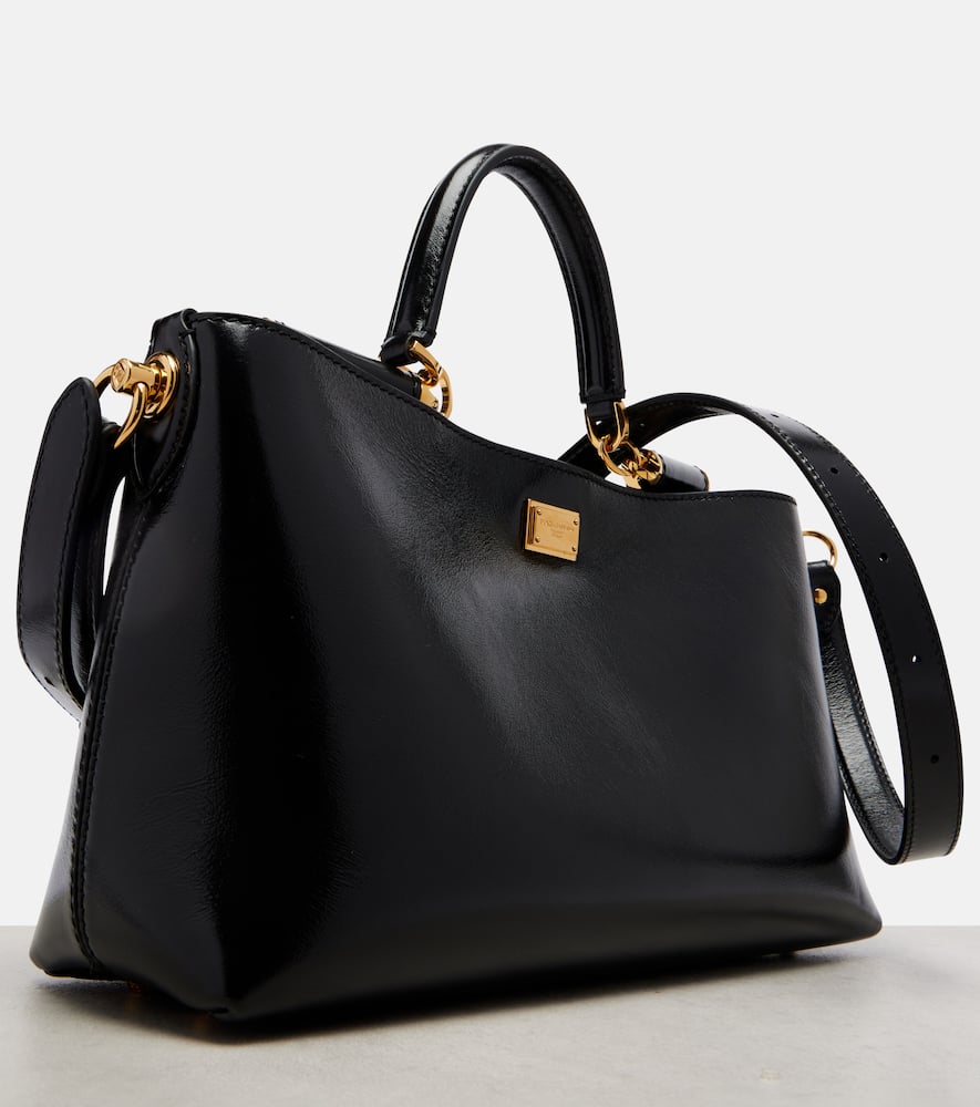 Dolce & Gabbana Vittoria Leather Tote Bag In Black